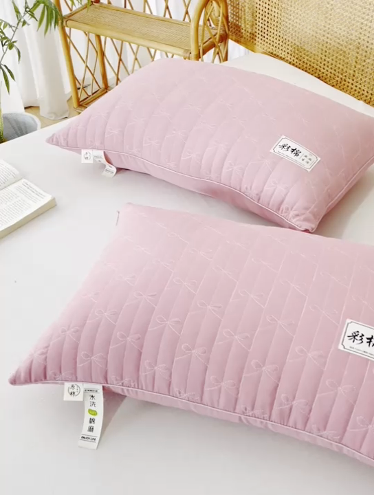 91家纺网 家纺一手货源 找家纺 织布人 2024新款枕芯绗缝水洗棉麻亚麻生活立体枕头护颈椎助睡眠枕芯 亚麻生活-单边中枕红色48*74cm