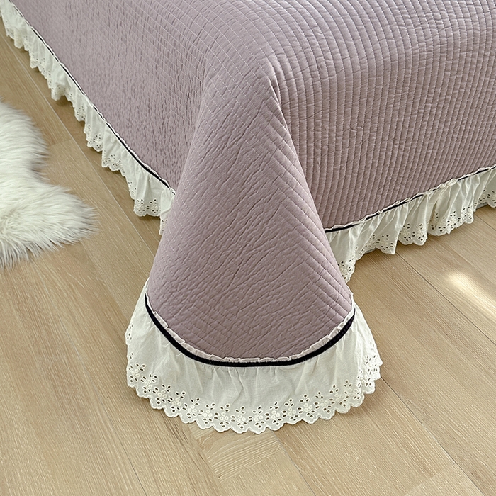 91家纺网 家纺一手货源 找家纺 （总）上喜 热卖双层纱花边款床盖三件套