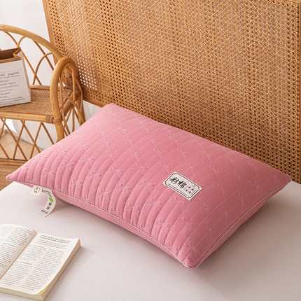 91家纺网 家纺一手货源 找家纺 织布人 2024新款枕芯绗缝水洗棉麻亚麻生活立体枕头护颈椎助睡眠枕芯 亚麻生活-单边低枕红色48*74cm