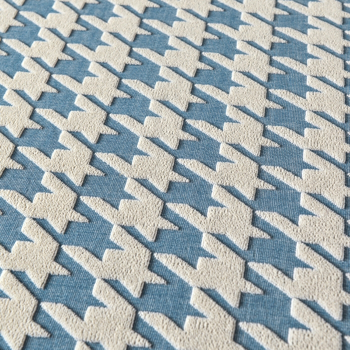 91家纺网 家纺一手货源 找家纺 千彤沙发垫 2024常规款粗线棉麻千鸟格沙发套 蓝色