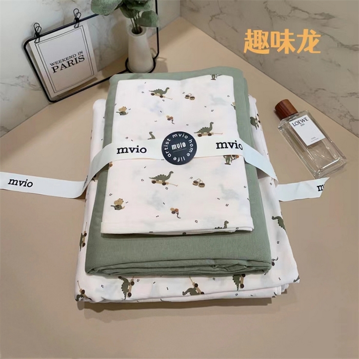 91家纺网 家纺一手货源 找家纺 荣轩家居 2023新款全棉针织棉套件 趣味龙