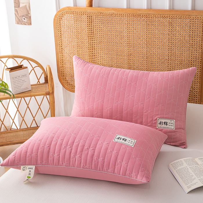 91家纺网 家纺一手货源 找家纺 织布人 2024新款枕芯绗缝水洗棉麻亚麻生活立体枕头护颈椎助睡眠枕芯 亚麻生活-单边中枕红色48*74cm