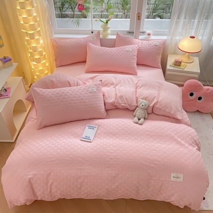 91家纺网 家纺一手货源 找家纺 （总）顾里 2024新款韩系双层泡泡纱四件套-风格一（会员-5）