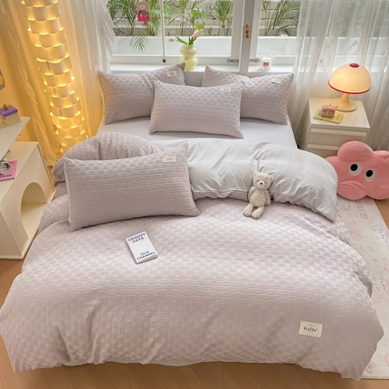 91家纺网 家纺一手货源 找家纺 （总）顾里 2024新款韩系双层泡泡纱四件套-风格一（会员-5）