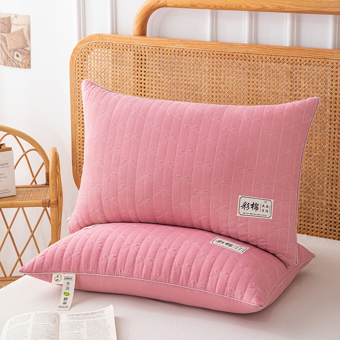 91家纺网 家纺一手货源 找家纺 织布人 2024新款枕芯绗缝水洗棉麻亚麻生活立体枕头护颈椎助睡眠枕芯 亚麻生活-单边中枕红色48*74cm