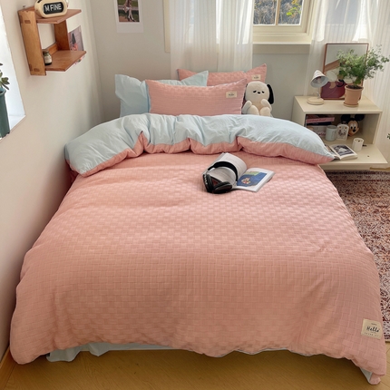 91家纺网 家纺一手货源 找家纺 （总）顾里 2024新款韩系双层泡泡纱四件套-风格二（会员-5）