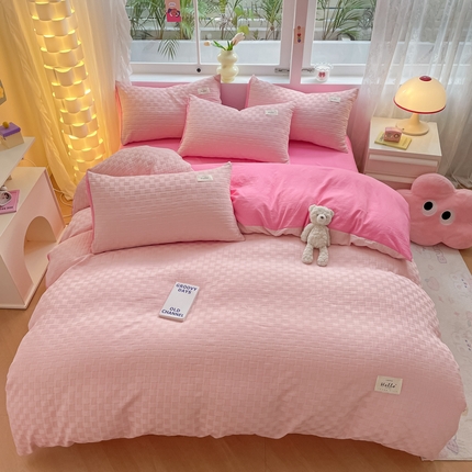 91家纺网 家纺一手货源 找家纺 （总）顾里 2024新款韩系双层泡泡纱四件套-风格一（会员-5）