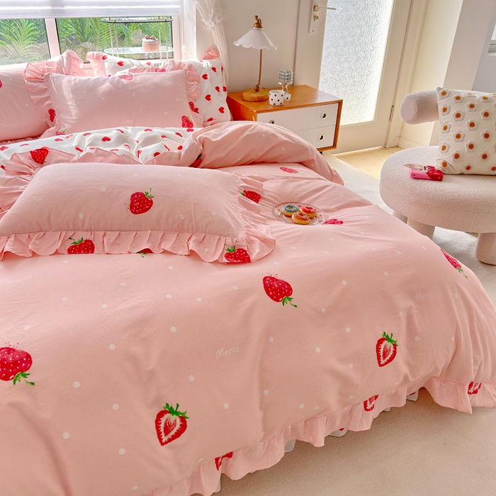 91家纺网 家纺一手货源 找家纺 （总）亲亲公主 2025新款全棉韩版印花床裙四件套