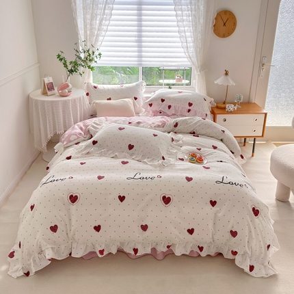 91家纺网 家纺一手货源 找家纺 （总）亲亲公主 2025新款全棉韩版印花床裙四件套