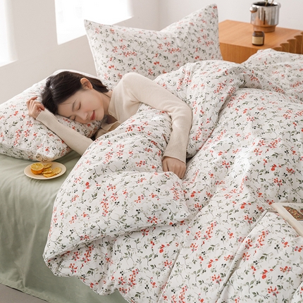 91家纺网 家纺一手货源 找家纺 倾慕家纺 2024新款典雅风全棉13370简约印花系列单被套 与你