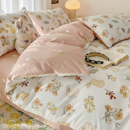 91家纺网 家纺一手货源 找家纺 （总）倾慕家纺 2024新款时尚风全棉13070亲肤印花系列单被套