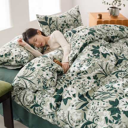 91家纺网 家纺一手货源 找家纺 倾慕家纺 2024新款典雅风全棉13370简约印花系列单被套 时光