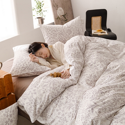 91家纺网 家纺一手货源 找家纺 （总）倾慕家纺 2024新款典雅风全棉13370简约印花系列单被套