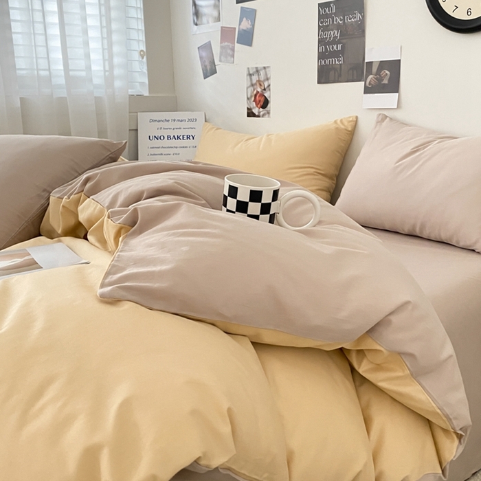 91家纺网 家纺一手货源 找家纺 三朵家纺 2024新款春夏13372全棉精梳棉混搭四件套 奶卡