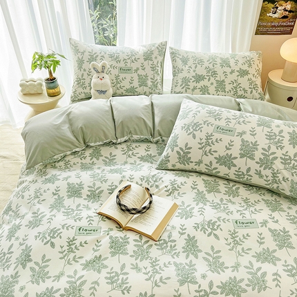 91家纺网 家纺一手货源 找家纺 （总）倾慕家纺 2024新款时尚风全棉13070亲肤印花系列四件套