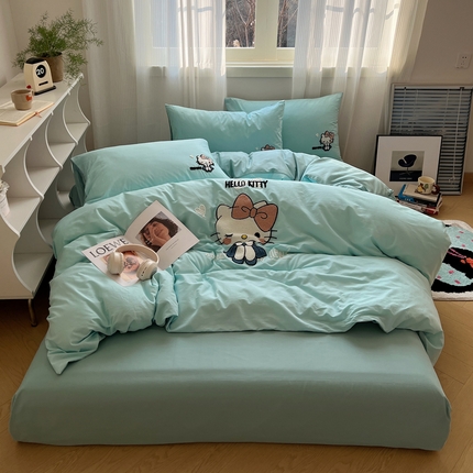 91家纺网 家纺一手货源 找家纺 （总）三朵家纺 2024新款春夏全棉三丽鸥毛巾绣四件套