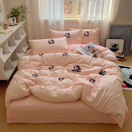 91家纺网 家纺一手货源 找家纺 （总）三朵家纺 2024新款春夏全棉三丽鸥毛巾绣四件套