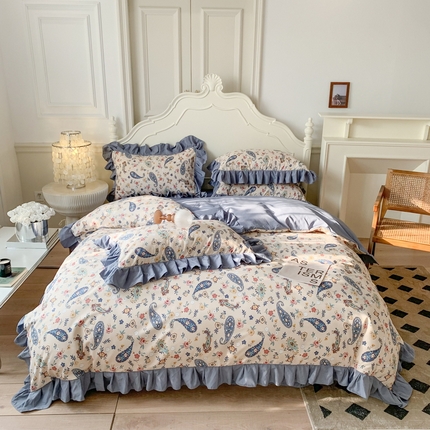 91家纺网 家纺一手货源 找家纺 （总）吾欢心 2025新款法式A类有氧双层纱四件套