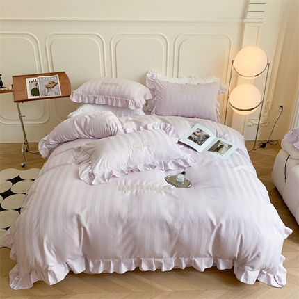 91家纺网 家纺一手货源 找家纺 （总）吾欢心 2025新款miumiu系列贡缎提花棉花边刺绣四件套