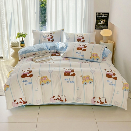 倾慕家纺 2024新款时尚风全棉13070亲肤印花系列四件套 蛋仔萌猫