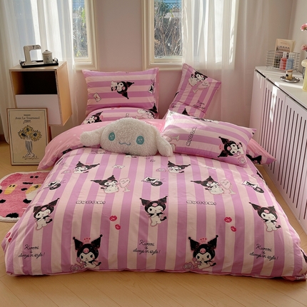 91家纺网 家纺一手货源 找家纺 （总）桃喜 2024新款三丽鸥40支13372全棉四件套-库洛米