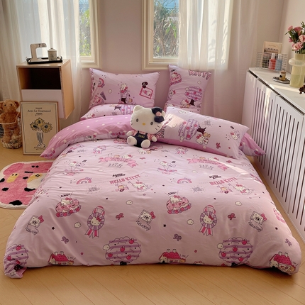 91家纺网 家纺一手货源 找家纺 （总）桃喜 2024新款三丽鸥40支13372全棉四件套-库洛米