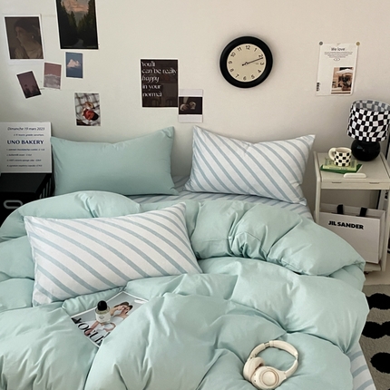 91家纺网 家纺一手货源 找家纺 三朵家纺 2024新款春夏13372全棉精梳棉混搭四件套 海盐