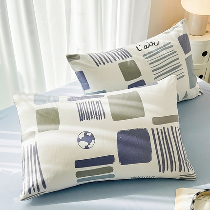 倾慕家纺 2024新款时尚风全棉13070亲肤印花系列单枕套 海盐薄荷