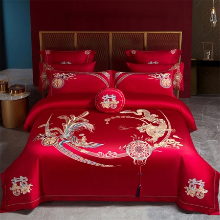 91家纺网 家纺一手货源 找家纺 总 2023款高端婚庆长绒棉重工刺绣婚庆四件套多件套