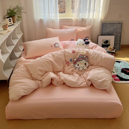 91家纺网 家纺一手货源 找家纺 （总）三朵家纺 2024新款春夏全棉三丽鸥毛巾绣四件套