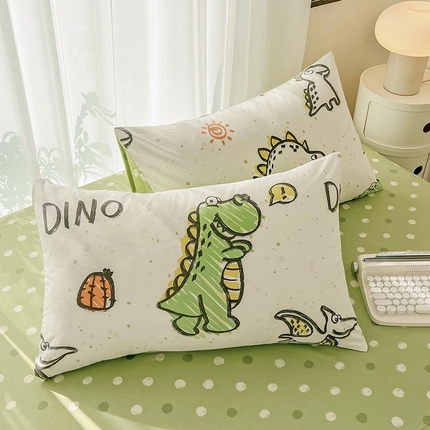 倾慕家纺 2024新款时尚风全棉13070亲肤印花系列单枕套 恐龙狂浪