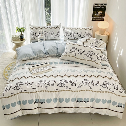 倾慕家纺 2024新款时尚风全棉13070亲肤印花系列四件套 布拉格调