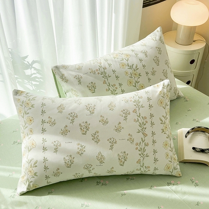 倾慕家纺 2024新款时尚风全棉13070亲肤印花系列单枕套 花语时光