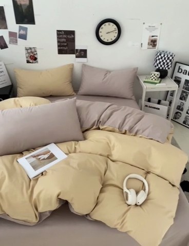 91家纺网 家纺一手货源 找家纺 三朵家纺 2024新款春夏13372全棉精梳棉混搭四件套 奶卡