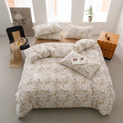 倾慕家纺 2024新款典雅风全棉13370简约印花系列四件套 桂语