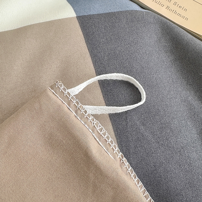 91家纺网 家纺一手货源 找家纺 家贝爱 2024新款简约轻奢水洗棉四件套 蓝大格