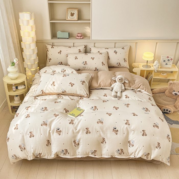 91家纺网 家纺一手货源 找家纺 （总）梦之岛 2024新款A类母婴级泡泡棉皱皱纱碎花四件套