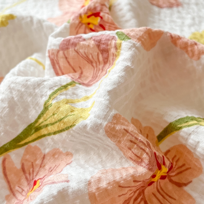 91家纺网 家纺一手货源 找家纺 梦之岛 2024新款A类母婴级泡泡棉皱皱纱碎花四件套 初暖