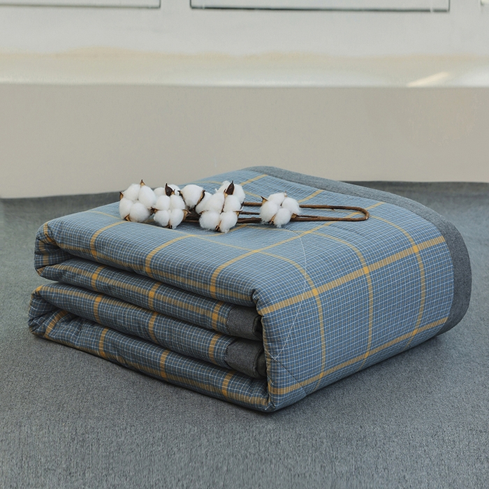 91家纺网 家纺一手货源 找家纺 柠萌 新款全棉色织水洗棉棉花夏被四件套里外全棉夏凉被 瓦尔灰