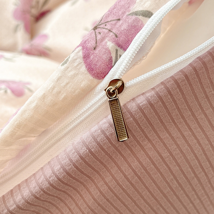 91家纺网 家纺一手货源 找家纺 梦之岛 2024新款A类母婴级泡泡棉皱皱纱碎花四件套 紫薰