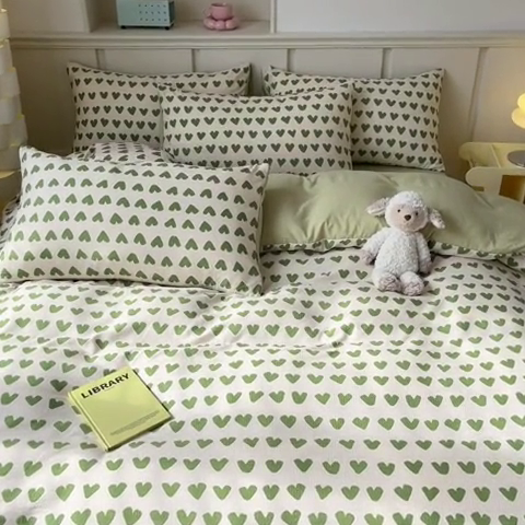 91家纺网 家纺一手货源 找家纺 梦之岛 2024新款A类母婴级泡泡棉皱皱纱碎花四件套 心动