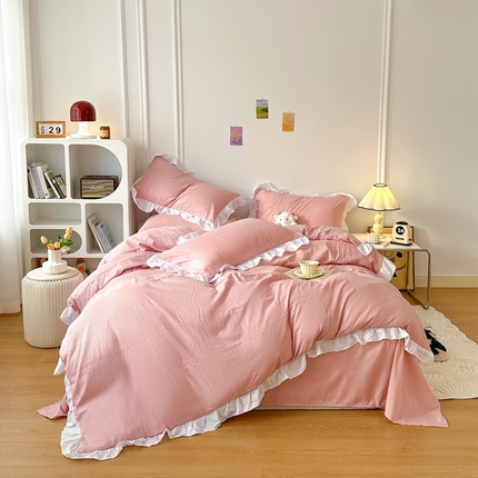 91家纺网 家纺一手货源 找家纺 （总）啊雅家居 2025新款轻奢韩式花边款华夫格四件套