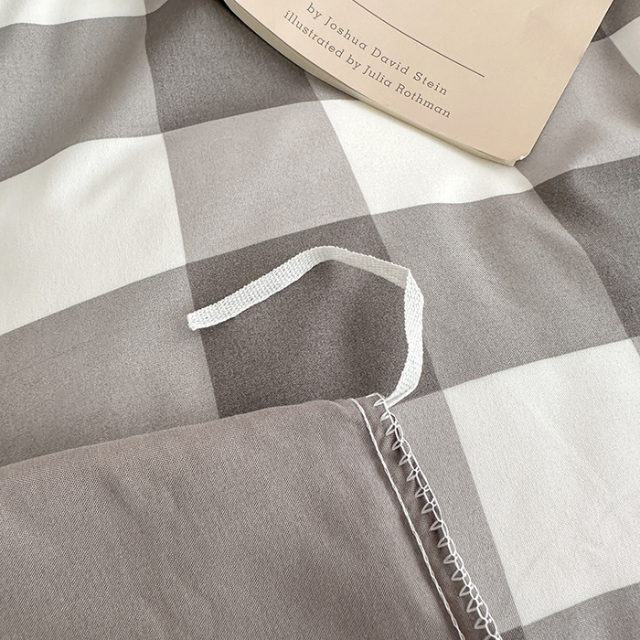 91家纺网 家纺一手货源 找家纺 家贝爱 2024新款简约轻奢水洗棉四件套 灰中格