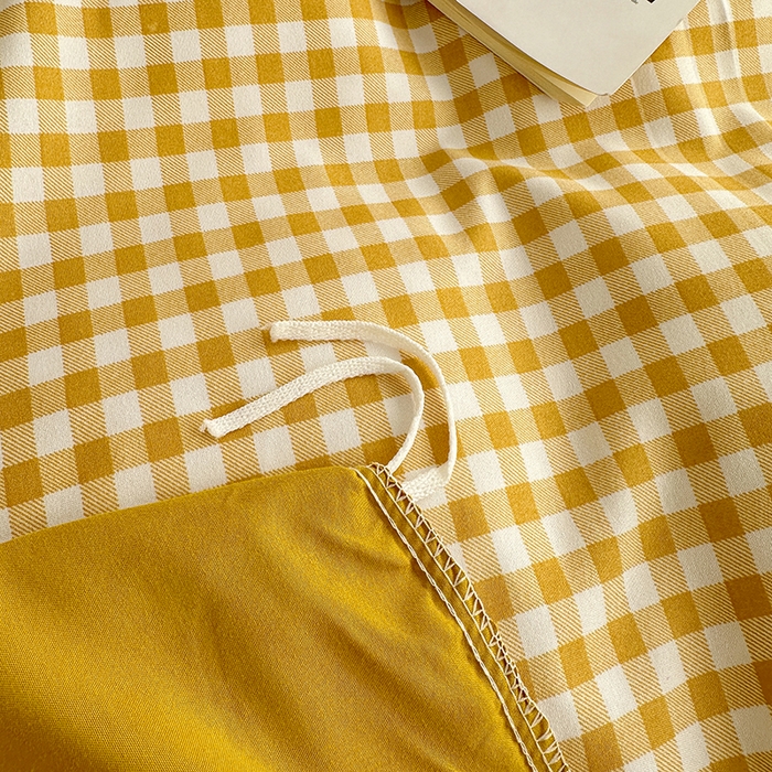 91家纺网 家纺一手货源 找家纺 家贝爱 2024新款简约轻奢水洗棉四件套 黄小格