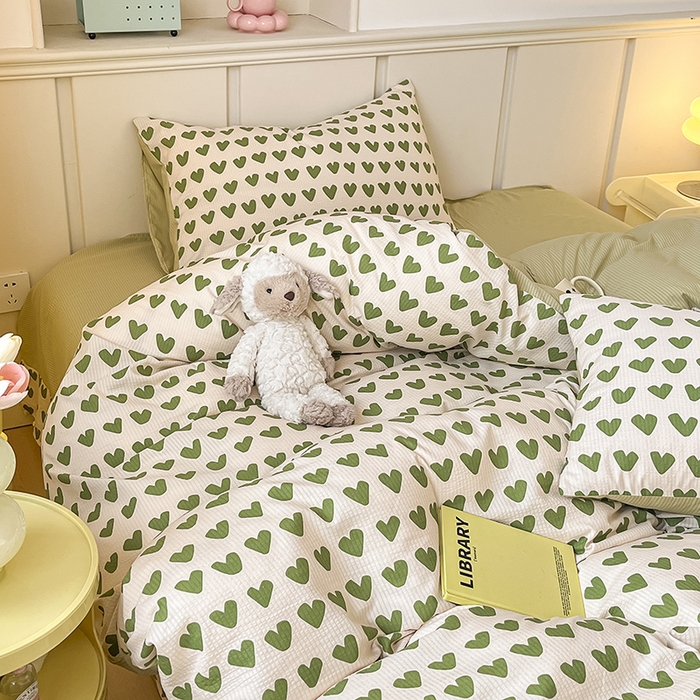 91家纺网 家纺一手货源 找家纺 梦之岛 2024新款A类母婴级泡泡棉皱皱纱碎花四件套 心动