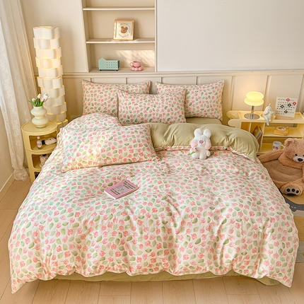 91家纺网 家纺一手货源 找家纺 梦之岛 2024新款A类母婴级泡泡棉皱皱纱碎花四件套 寻梦