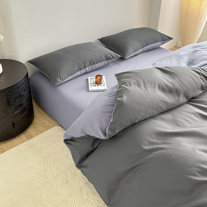 91家纺网 家纺一手货源 找家纺 家贝爱 2024新款简约轻奢水洗棉四件套 典雅灰高级灰