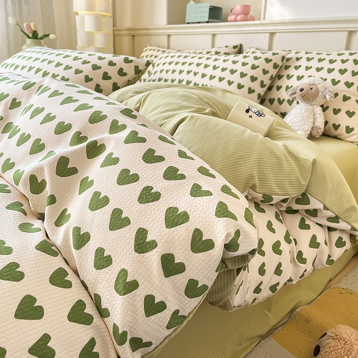 91家纺网 家纺一手货源 找家纺 梦之岛 2024新款A类母婴级泡泡棉皱皱纱碎花四件套 心动