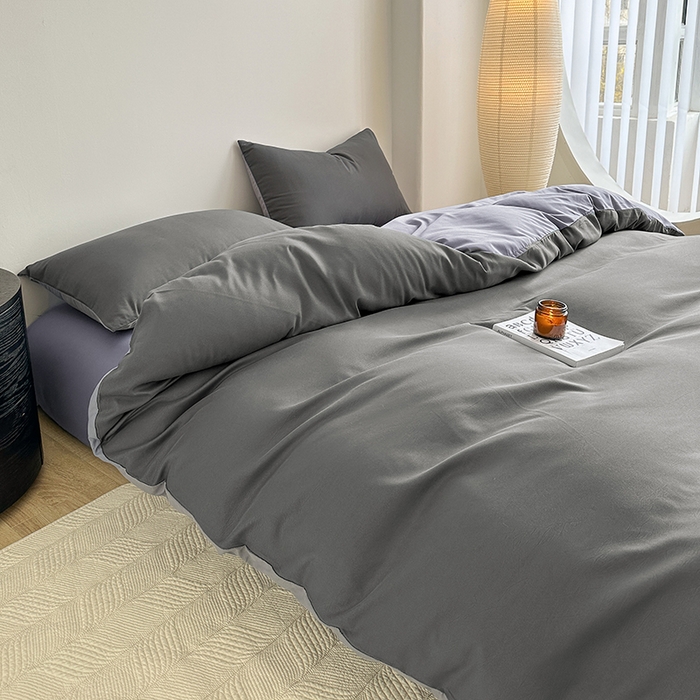 91家纺网 家纺一手货源 找家纺 家贝爱 2024新款简约轻奢水洗棉四件套 典雅灰高级灰