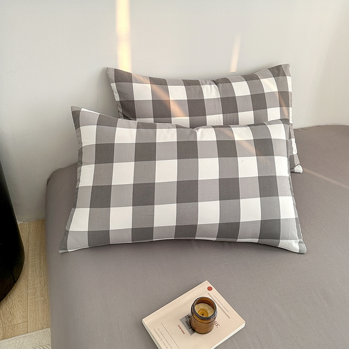 91家纺网 家纺一手货源 找家纺 家贝爱 2024新款简约轻奢水洗棉四件套 灰中格